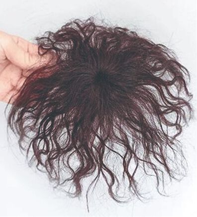 「人毛１００％ウェーブヘアつむじピース（ウィッグ・ヘアピース・エクステ）」