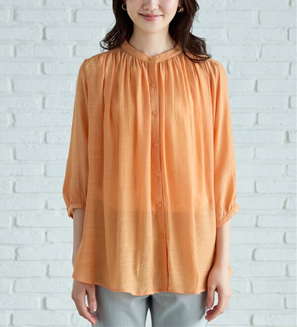 BELLUNA（ベルーナ）の「スラブ素材ギャザーデザインブラウス（ブラウス）」｜詳細画像