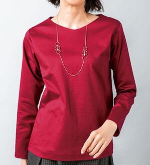 VINNO（ヴィノ）の「＜日本製＞美の艶コットン１００％プルオーバー（９分袖）（カットソー）」｜詳細画像