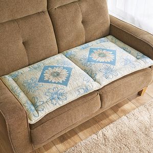 「イタリア製ジャカード織シートクッション「マルゲリータ」（クッション・クッションカバー）」｜ベージュブルー