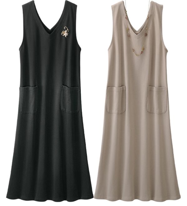 「【２色組】３秒で決まる！ジャンパースカート（パジャマ・ルームウェア）」｜2色組