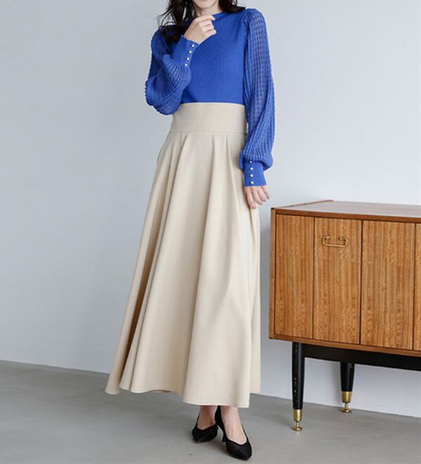 RANAN（ラナン）の「パール調ボタン付シアー袖ニットプルオーバー（ニット・セーター）」｜詳細画像