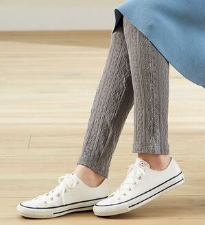 「【３色組】ケーブルニット風あったかレギンス（靴下・ストッキング）」｜詳細画像