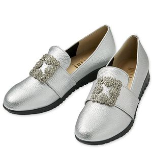 ルフラン（ルフラン）の「ビジューモチーフシューズ（フラットシューズ）」｜シルバー