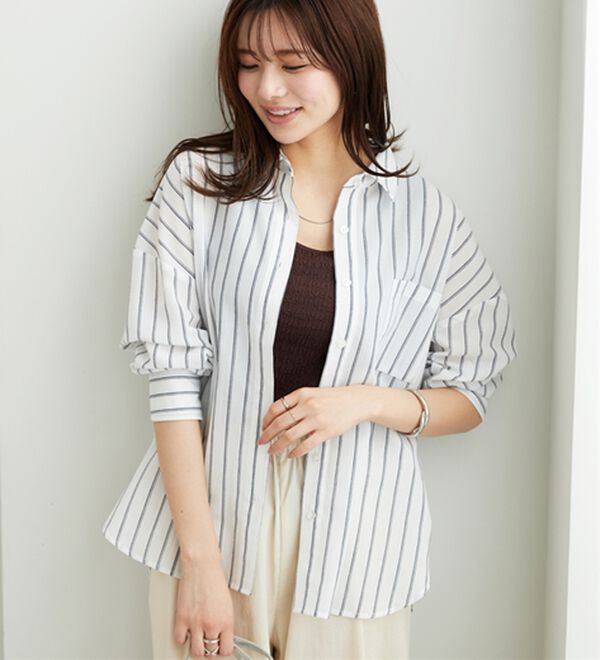 BELLUNA（ベルーナ）の「【接触冷感】透け感バックシャーリングシャツ（シャツ）」｜詳細画像