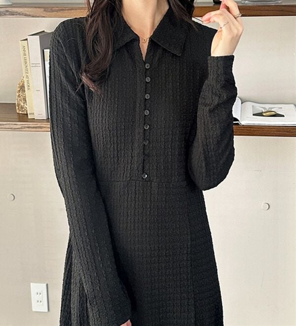 GeeRA（ジーラ）の「ポロ衿表面感素材マーメイドワンピース（カットソーワンピース）」｜詳細画像