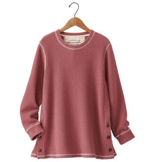 BELLUNA（ベルーナ）の「あったか起毛のニット見えデザインプルオーバー（カットソー）」｜ストロベリー