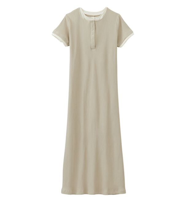 RANAN（ラナン）の「レイヤードヘンリーネックリブワンピース（カットソーワンピース）」｜詳細画像