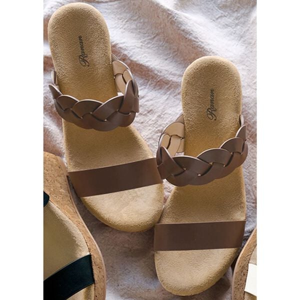 RANAN（ラナン）の「クロス編みデザインウェッジサンダル（サンダル・ミュール）」｜ブラウン