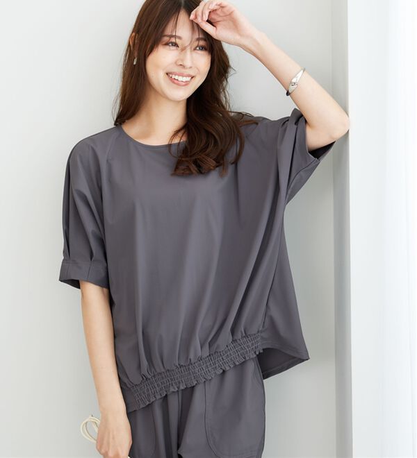 BELLUNA（ベルーナ）の「ヒンヤリ爽快！裾ギャザープルオーバー（カットソー）」｜詳細画像