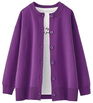 BELLUNA（ベルーナ）の「カーディガン＆ロゴＴセット（アンサンブル）」｜パープル