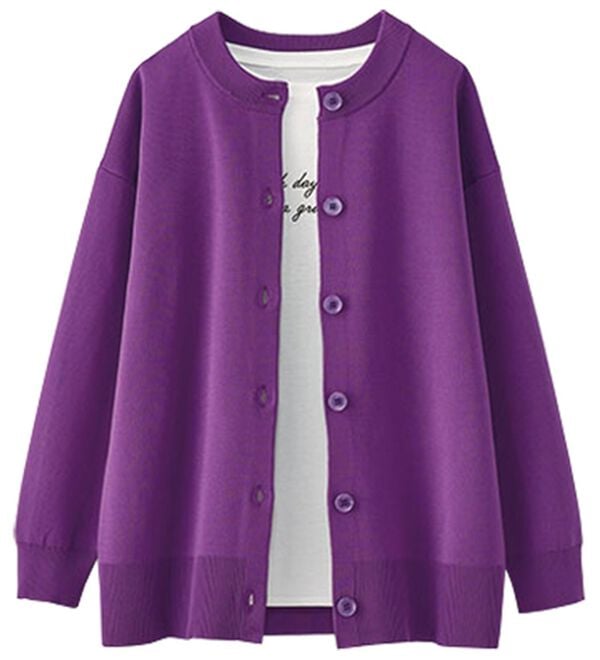 BELLUNA（ベルーナ）の「カーディガン＆ロゴＴセット（アンサンブル）」｜パープル