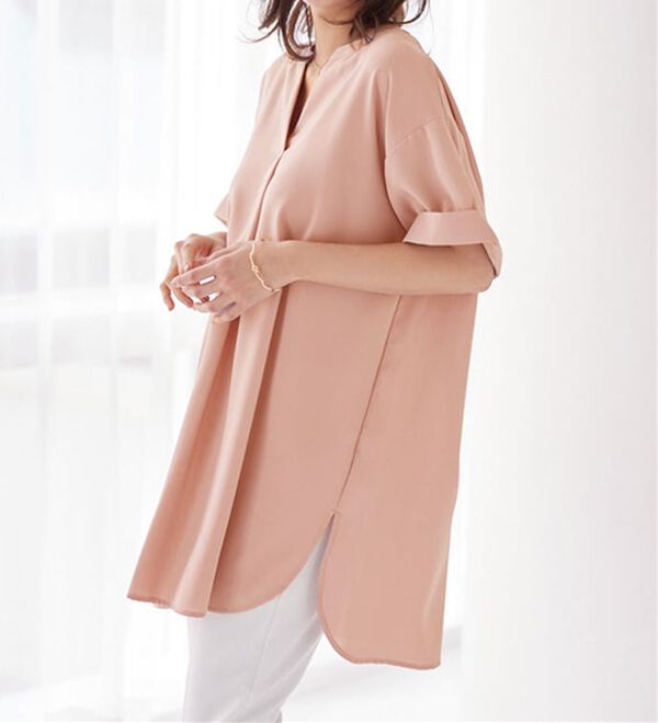 alotta（アロッタ）の「スキッパーとろみブラウスチュニック（ブラウス）」｜詳細画像