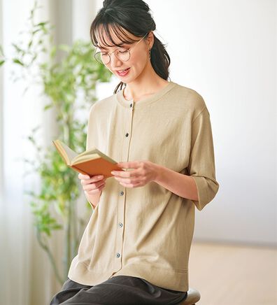 BELLUNA（ベルーナ）の「ヒンヤリ冷感！洗える５分袖カーディガン（ニットカーディガン）」