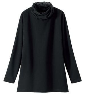 ルフラン（ルフラン）の「パッと華やか＊暖かネックプルオーバー（カットソー）」｜黒チュール
