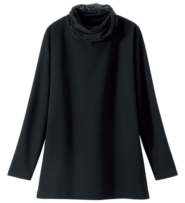 ルフラン（ルフラン）の「パッと華やか＊暖かネックプルオーバー（カットソー）」｜黒チュール