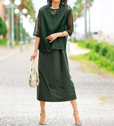 BELLUNA（ベルーナ）の「涼やかメッシュ&times;ワンピースアンサンブル（その他ワンピース）」