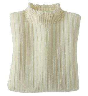 BELLUNA（ベルーナ）の「ウール入りウォッシャブルセーター（ニット・セーター）」｜オフ白