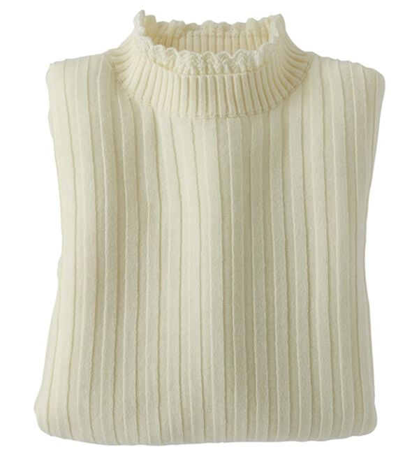 BELLUNA（ベルーナ）の「ウール入りウォッシャブルセーター（ニット・セーター）」｜オフ白