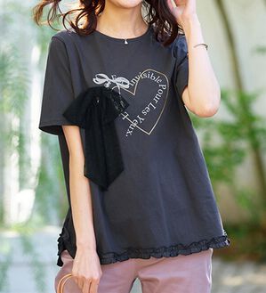 BELLUNA（ベルーナ）の「リボンモチーフ裾フリルプルオーバー（Tシャツ）」｜詳細画像