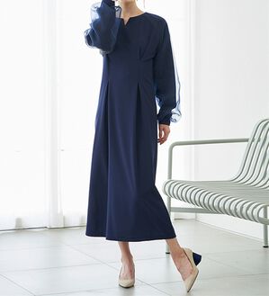 RANAN（ラナン）の「袖チュール重ねワンピース（その他ワンピース）」｜ネイビー