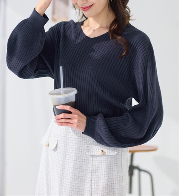 alotta（アロッタ）の「【洗える】カシミヤタッチボリューム袖ニット（ニット・セーター）」｜詳細画像