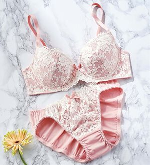 YU'NOW（ユナウ）の「【デザイン豊富】大人ｓｗｅｅｔプチプラブラ＆ショーツセット（ブラジャー＆ショーツセット）」｜ピンク系アンティークレース