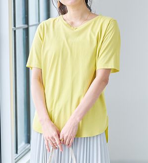 RANAN（ラナン）の「綿１００％ひんやりラウンドヘムプルオーバー（カットソー）」｜イエロー