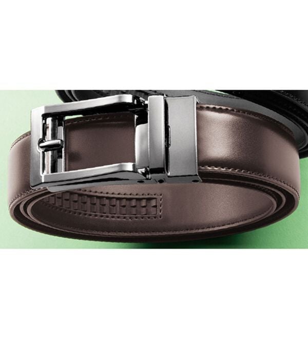 「＜クロコダイル＞軽くて強いエアータフ着脱らくらくベルト（メンズベルト）」｜ダークブラウン