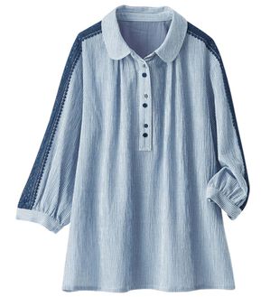 BELLUNA（ベルーナ）の「暑い夏に着たい！涼やか綿１００％ブラウス（ブラウス）」｜ストライプ