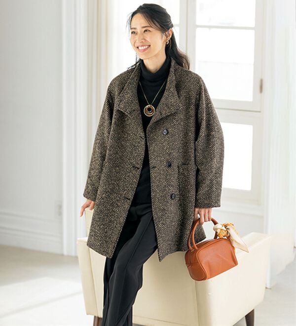 ルフラン（ルフラン）の「ウール調ヘリンボーン柄コート（ロングコート）」｜詳細画像