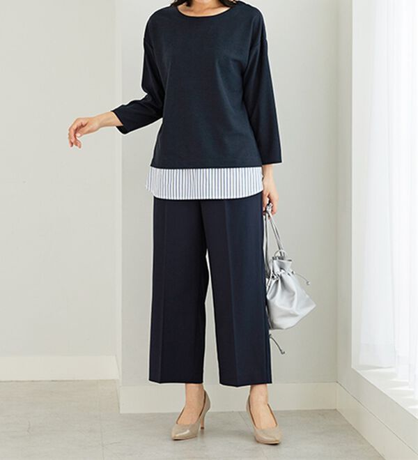 BELLUNA（ベルーナ）の「 ラメストライプシャツフェイクチュニック（チュニック）」｜詳細画像