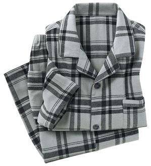 「綿１００％ふんわり起毛パジャマ（メンズルームウェア）」｜グレーチェック