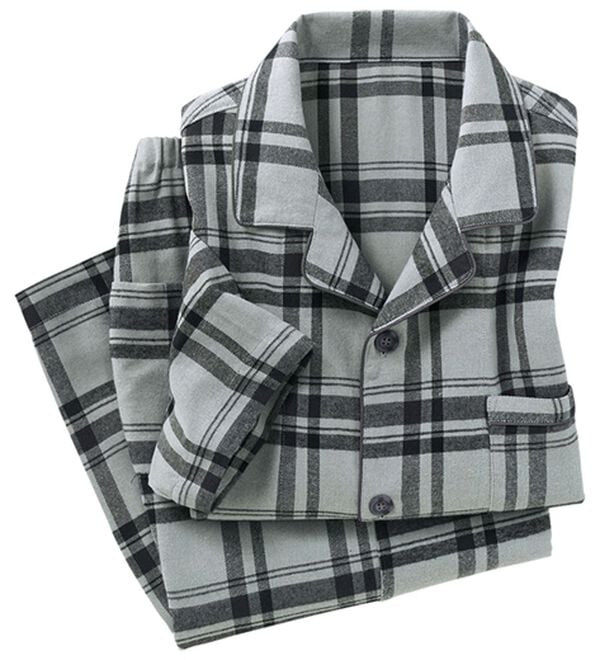 「綿１００％ふんわり起毛パジャマ（メンズルームウェア）」｜グレーチェック