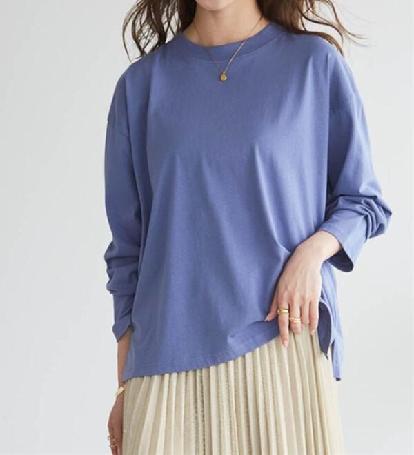 RANAN（ラナン）の「【選べる袖丈】ひんやり！＜BC＞綿100％プチハイネックＴシャツ（カットソー）」｜詳細画像