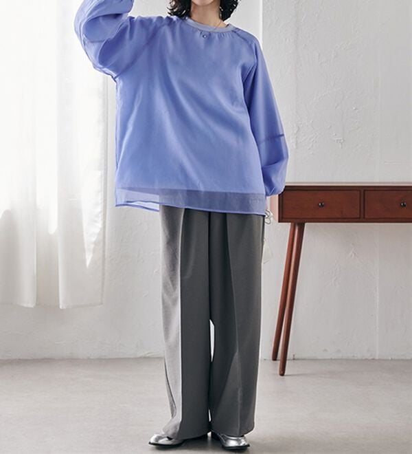 RANAN（ラナン）の「裏起毛シアー素材レイヤードスウェット（カットソー）」｜詳細画像