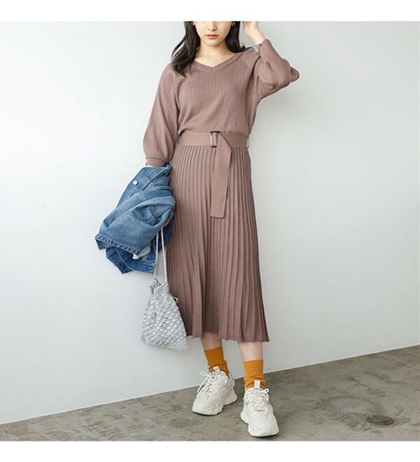 GeeRA（ジーラ）の「前後２ＷＡＹプリーツニットワンピース（ニットワンピース）」｜詳細画像