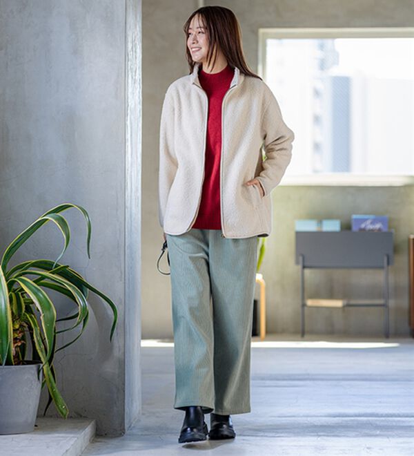 BELLUNA（ベルーナ）の「なめらか裏ベロアコーデュロイワイドパンツ（ワイドパンツ・ガウチョ）」｜詳細画像