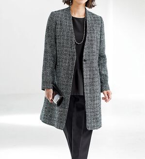 BELLUNA（ベルーナ）の「【３点セット】ツイード素材ロングジャケットパンツ３点セットスーツ（その他スーツ）」｜黒系