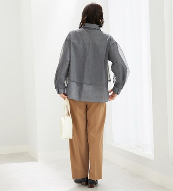 BELLUNA（ベルーナ）の「華やぎチュール重ねシャツブラウス（ブラウス）」｜詳細画像