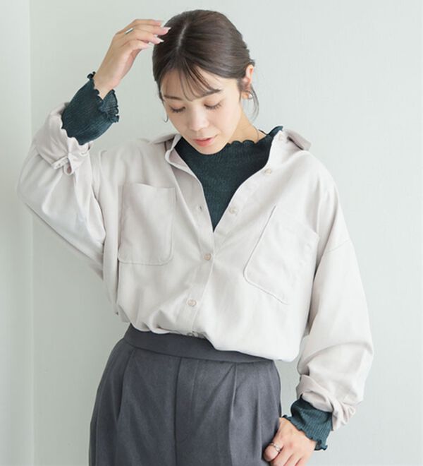 A HAPPY MARILYN（アハッピーマリリン）の「【ＬＬ～６Ｌ】「沿わないネック」で苦しくない。ミルリブ プチハイカットソー（カットソー）」｜詳細画像