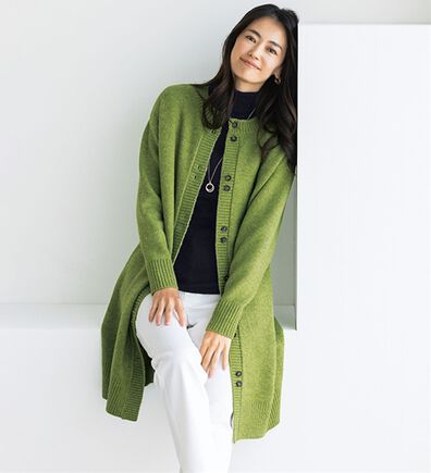 BELLUNA（ベルーナ）の「メランジ調ボタンデザインニットカーディガン（ニットカーディガン）」