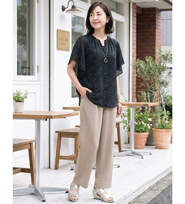 ルフラン（ルフラン）の「【３本組】爽やか素材ドレープパンツ＜フローレル＞（フルレングスパンツ）」｜詳細画像