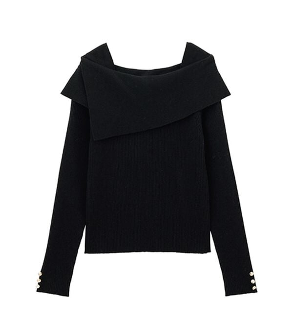 RANAN（ラナン）の「アシメオフショルリブニット（ニット・セーター）」｜詳細画像