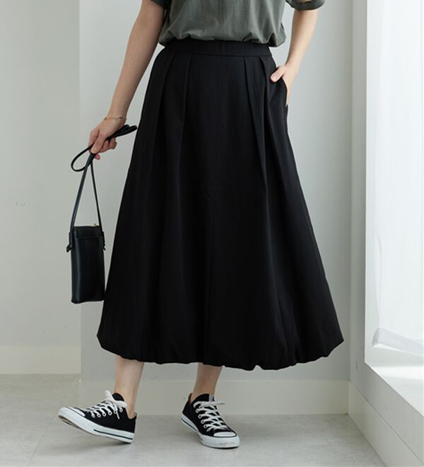 BELLUNA（ベルーナ）の「しぼ感素材バルーンスカート（ロングスカート）」｜詳細画像