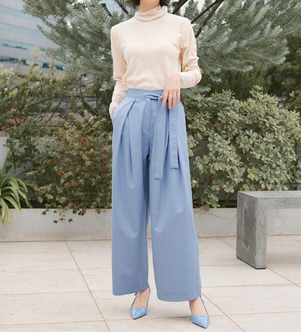 RANAN（ラナン）の「リボンデザインボックスタックワイドパンツ（ワイドパンツ・ガウチョ）」｜詳細画像