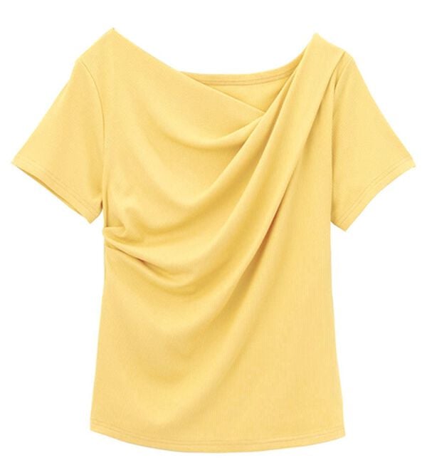 RANAN（ラナン）の「【ひんやり／着映え】上品ドレープリブＴシャツ（カットソー）」｜詳細画像