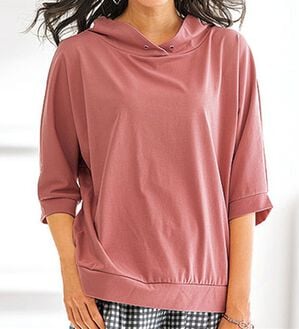 BELLUNA（ベルーナ）の「フード風衿デザインプルオーバー（カットソー）」｜ピンク