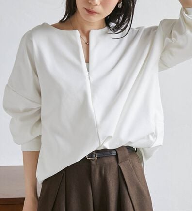 RANAN（ラナン）の「ハーフジップコクーン長袖チュニック（カットソー）」