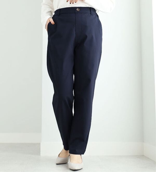 BELLUNA（ベルーナ）の「チノ見えストレッチ素材らくちんパンツ（フルレングスパンツ）」｜ネイビー